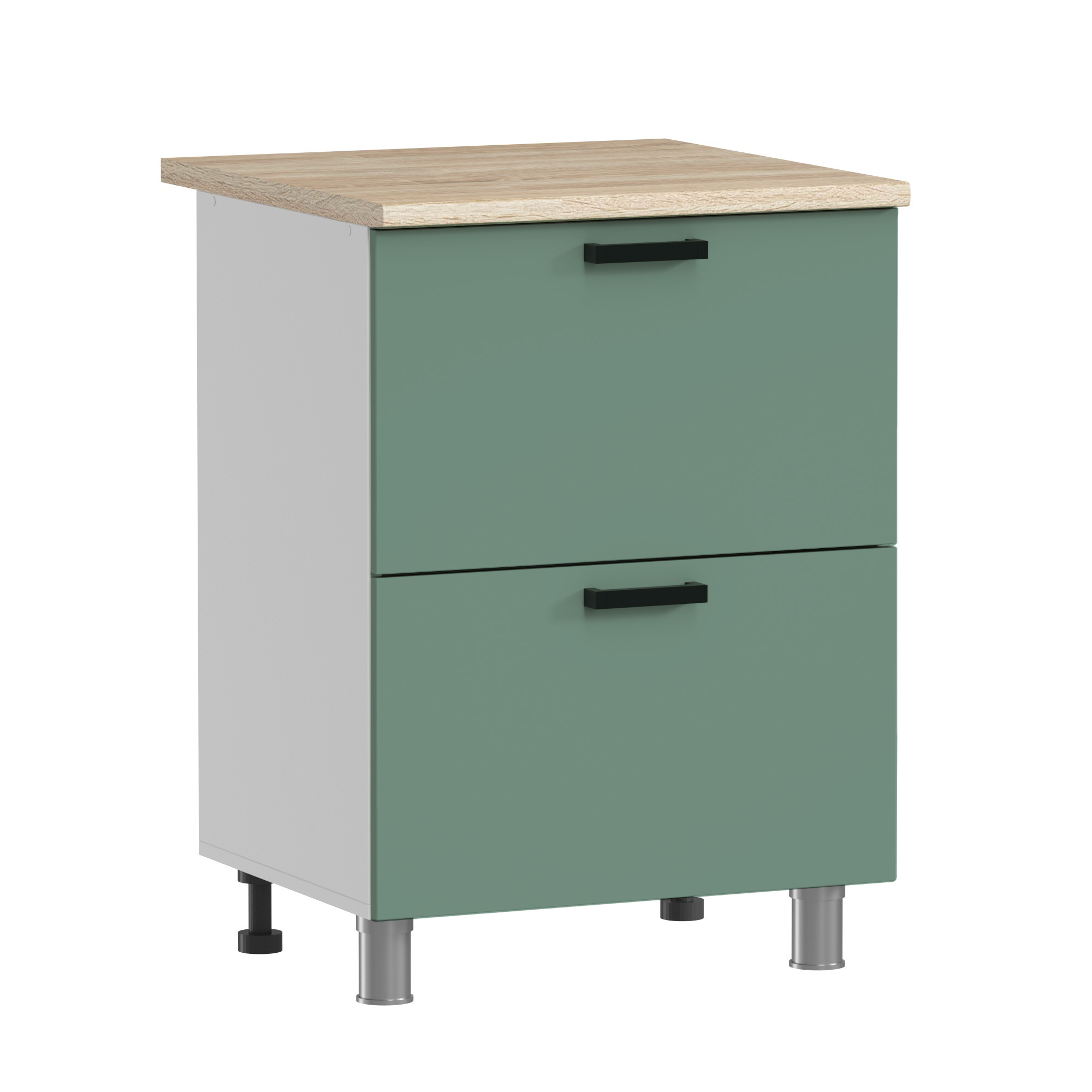 МК Аленушка Н2Я 600 Орешник, Матовая Мята, скоба черный (без столешницы)