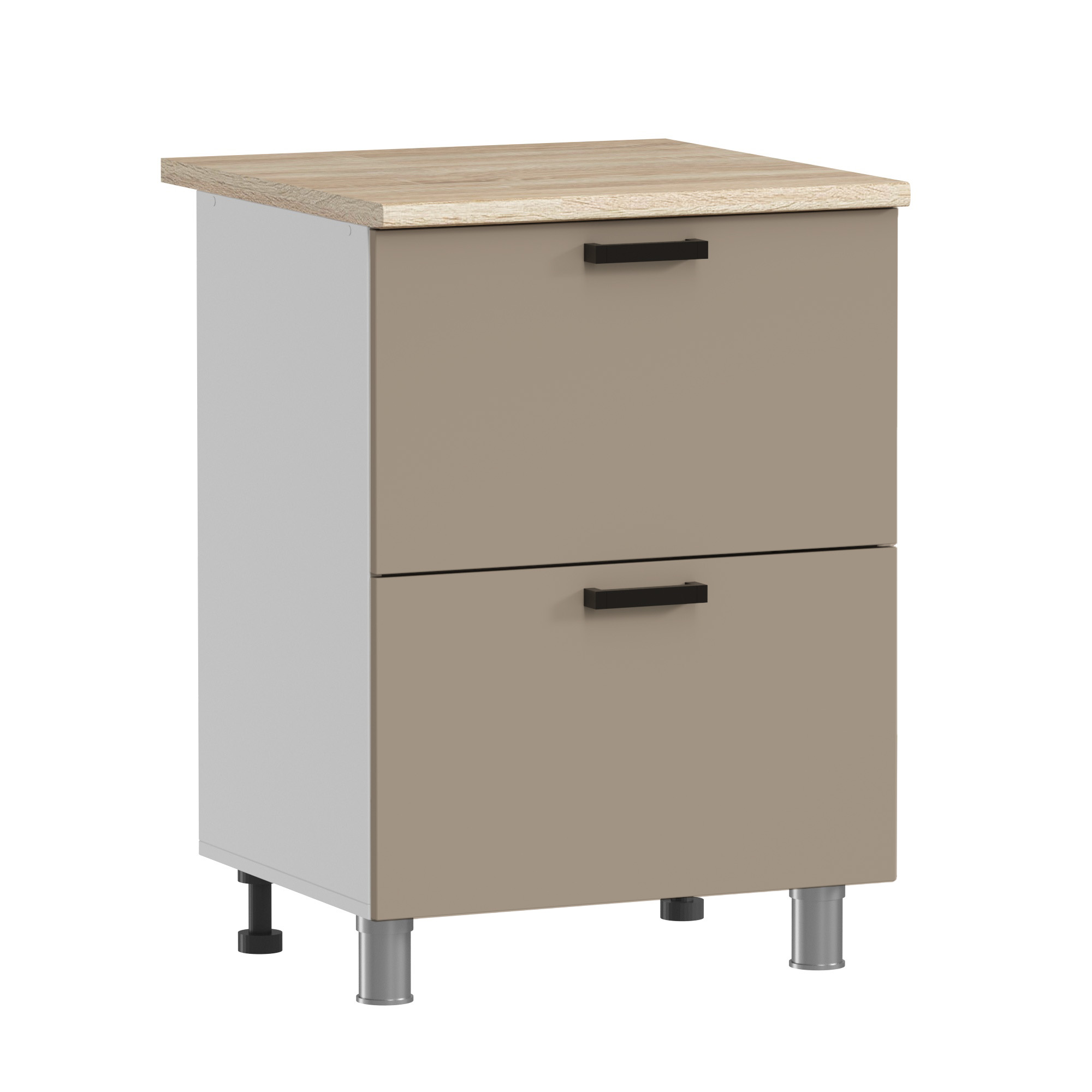 МК Аленушка Н2Я 600 Орешник, Матовый Вижен, скоба черный (без столешницы)