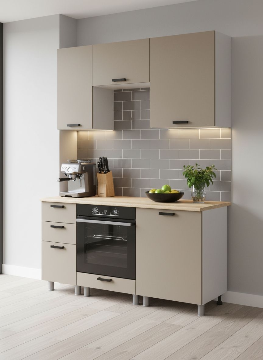 МК Аленушка 1,6м в.7 Орешник Матовый Вижен,скоба черный,сонома (без столешницы)