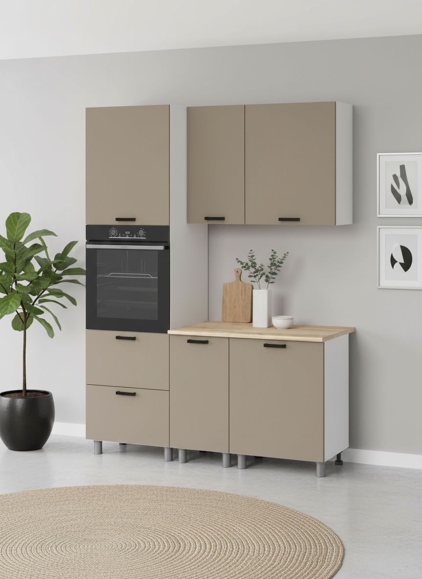 МК Аленушка 1,6м ПД Орешник Матовый Вижен,скоба черный,сонома (без столешницы)