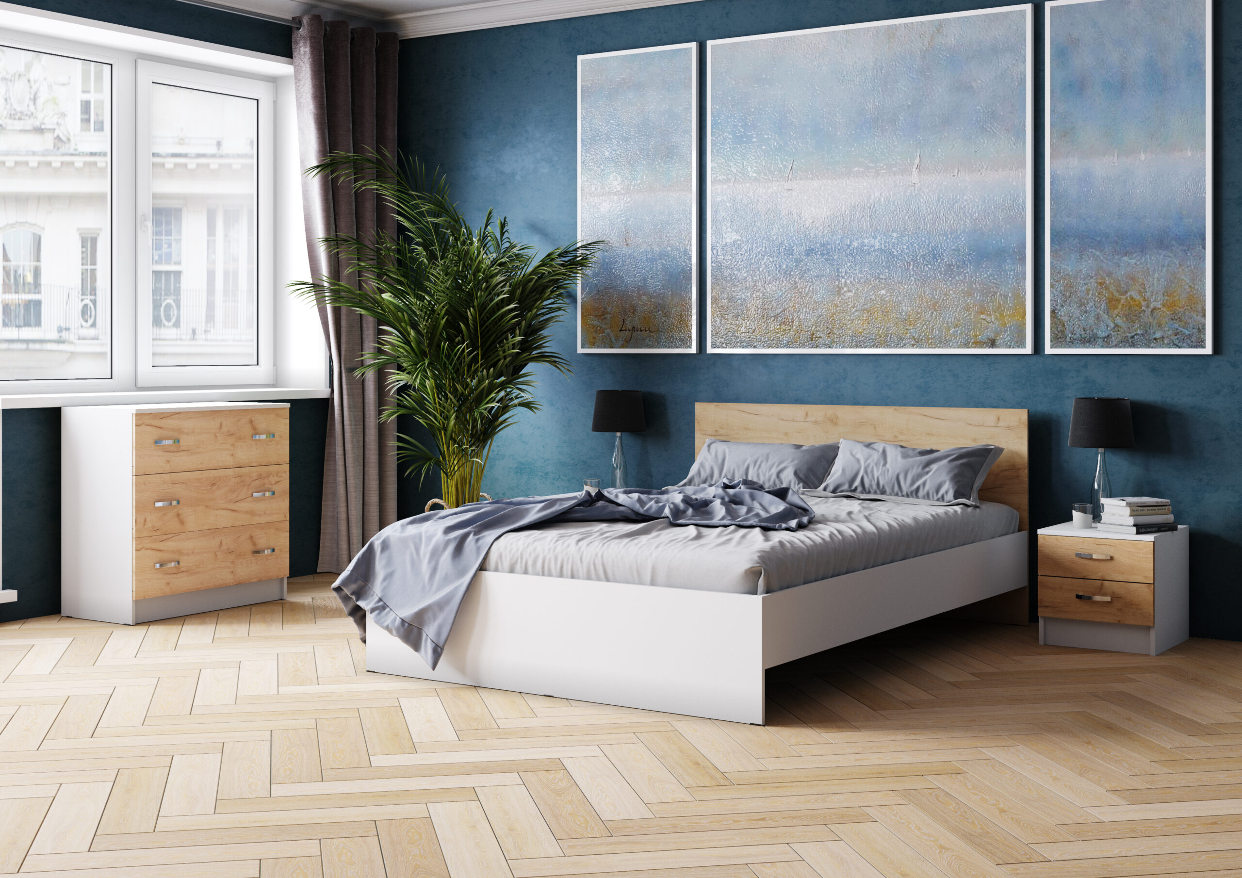 Спальня Ронда, Дуб Крафт золотой/Белый. Комплект 1