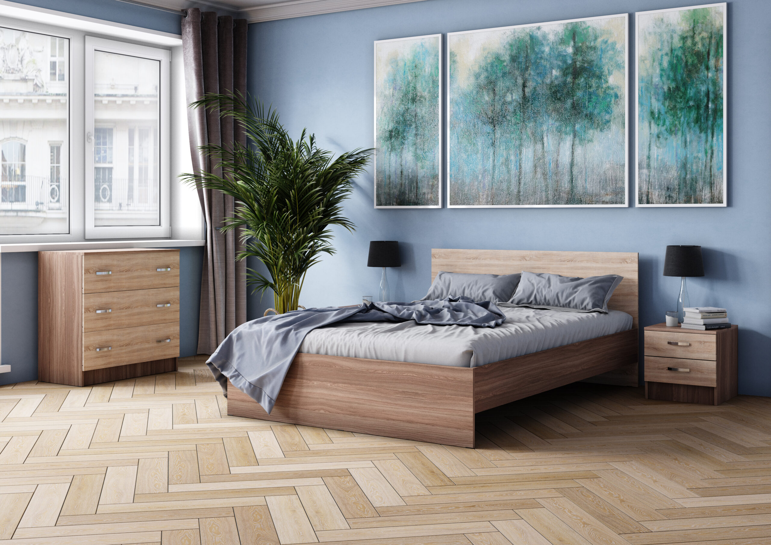Спальня Ронда, Ясень Шимо;Дуб Сонома. Комплект 1
