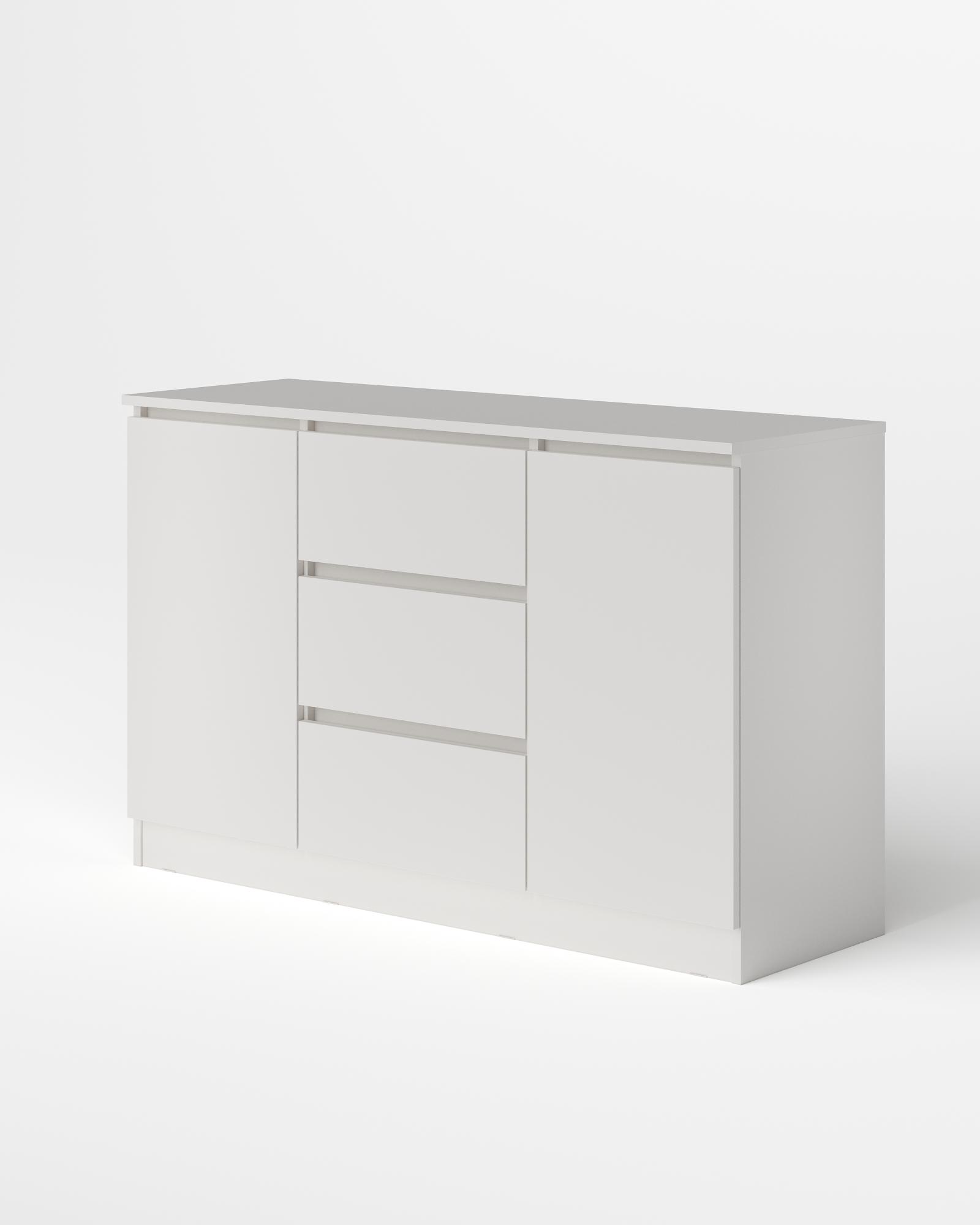 МС Охта Лайт Комод 1200.3 Белый гладкий