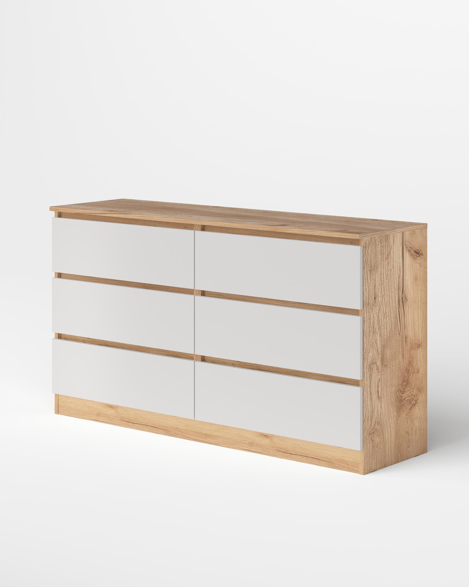 МС Охта Лайт Комод 1380.6 Дуб ВотанБелый гладкий