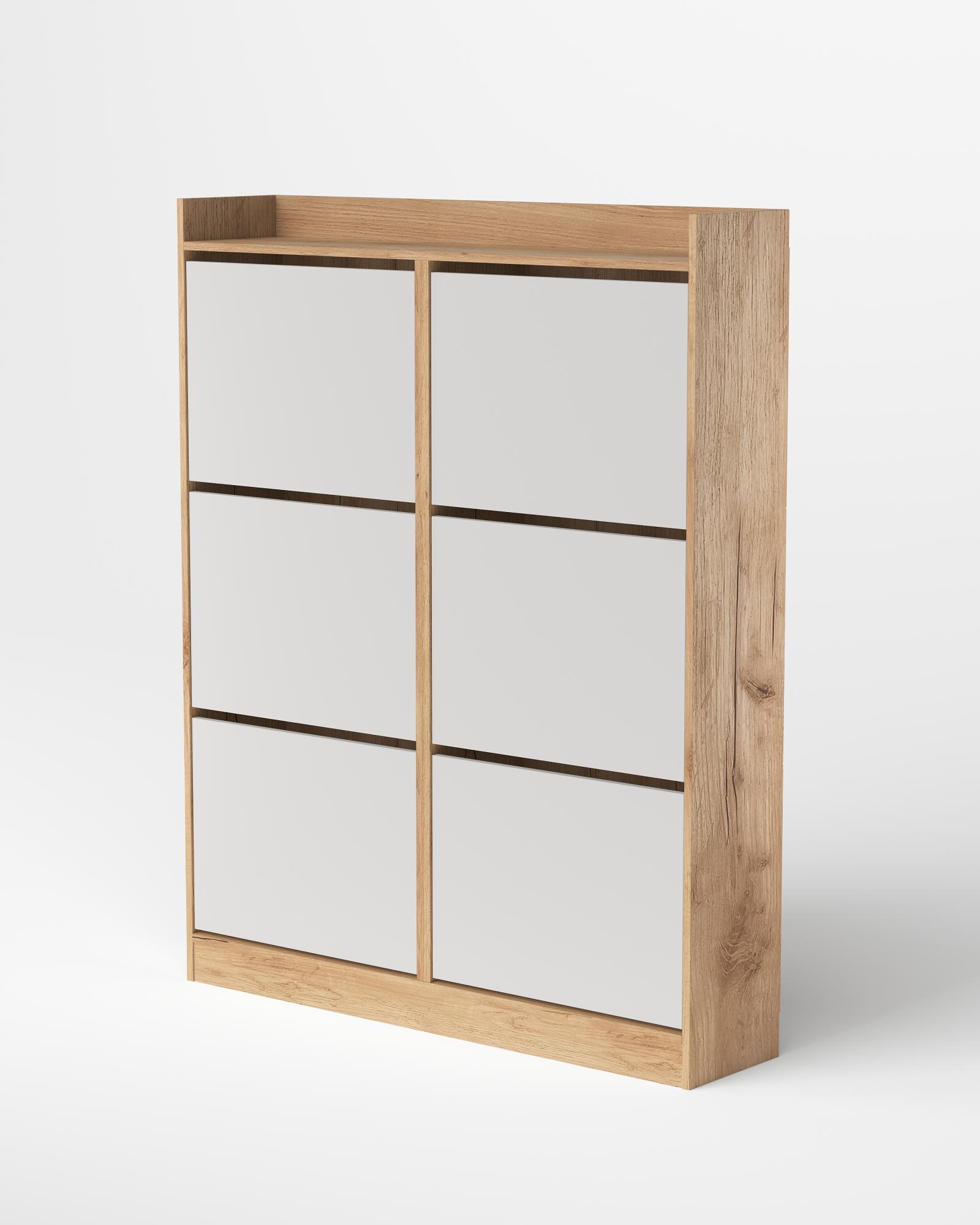 МС Охта Лайт Обувница 1200.6 Дуб ВотанБелый гладкий