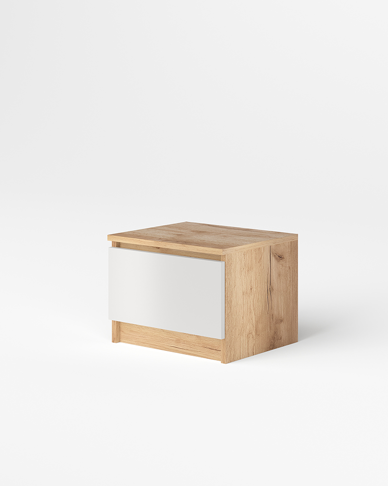 МС Охта Лайт ТумбаПрикроватная 400 Дуб ВотанБелый гладкий