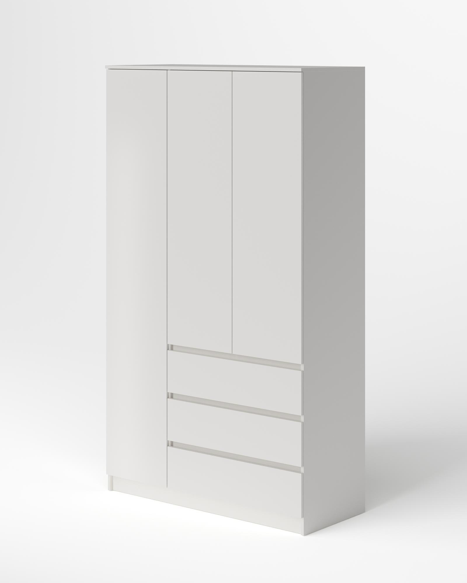 МС Охта Лайт Шкаф 1200.3 Белый гладкий