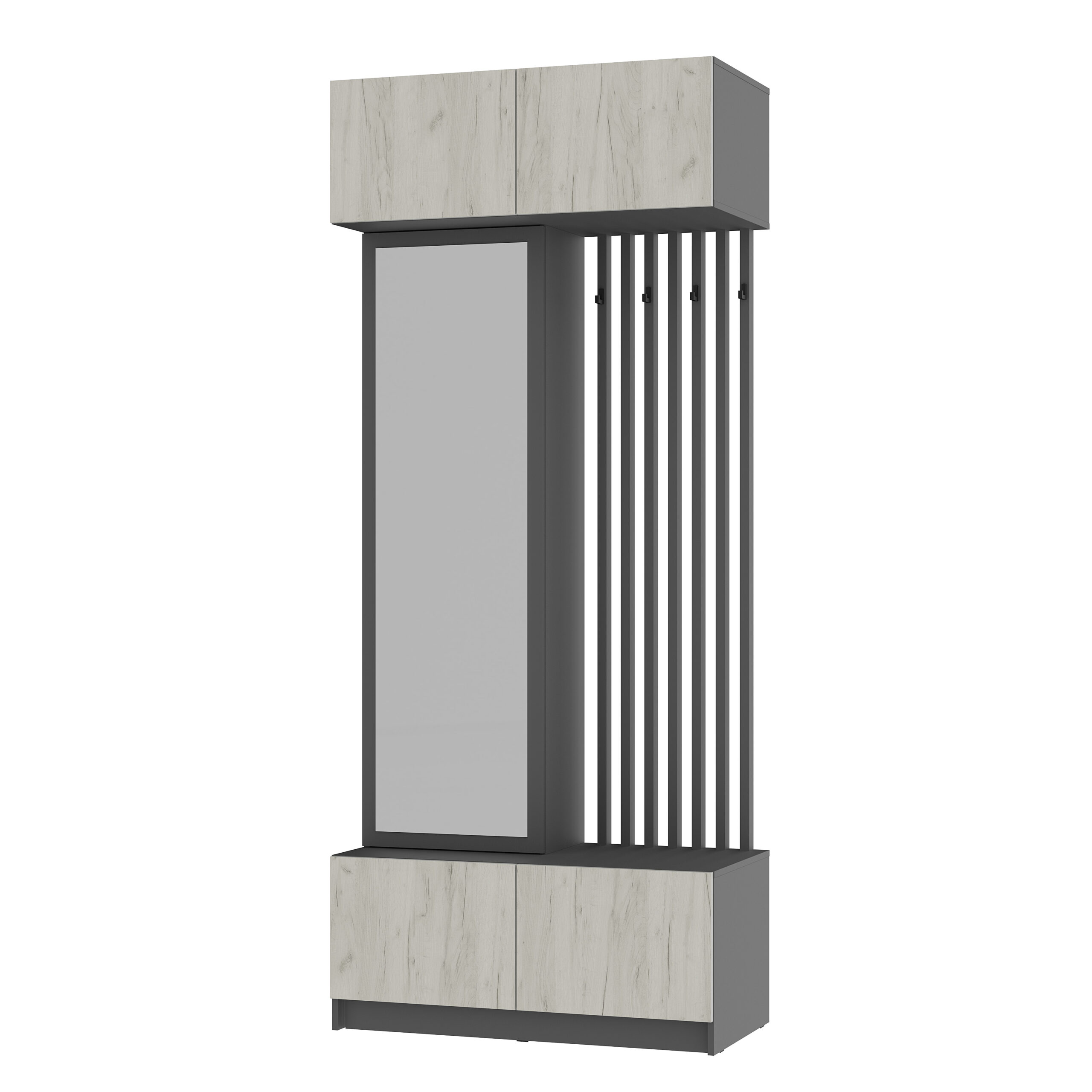 Прихожая "Багира" ПР-03 Графит/Крафт белый