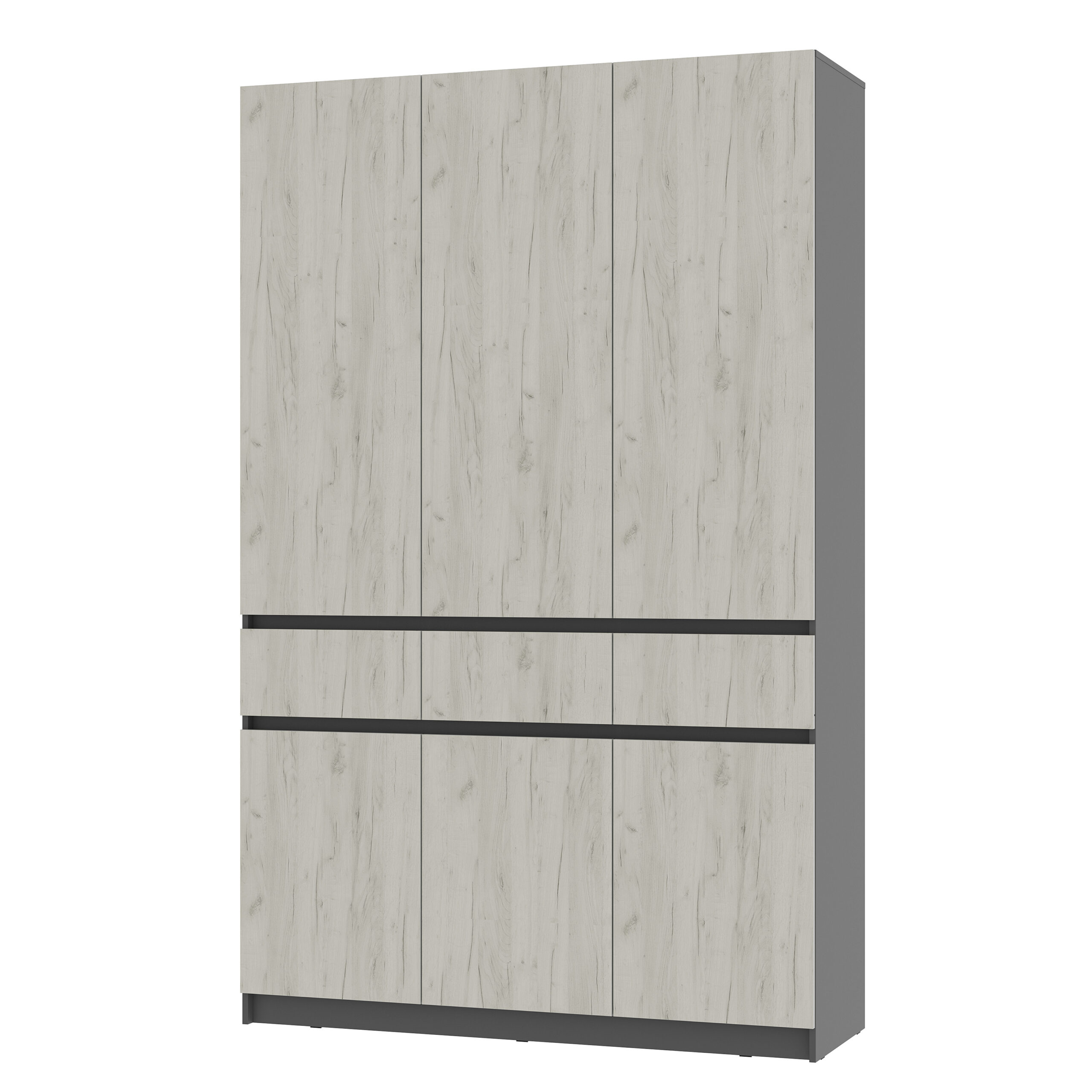 Шкаф 3-х створчатый "Багира" ШК-08 Графит/Крафт белый