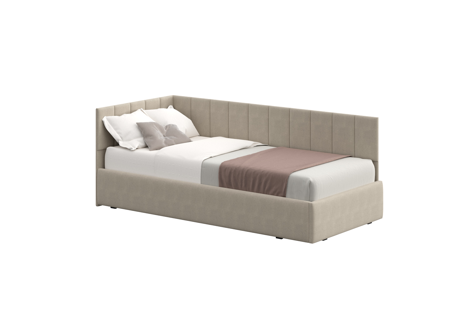 Кровать "КР 3" (0,9х2,0 мягкая) (SAFE) (Ткань бежевый)