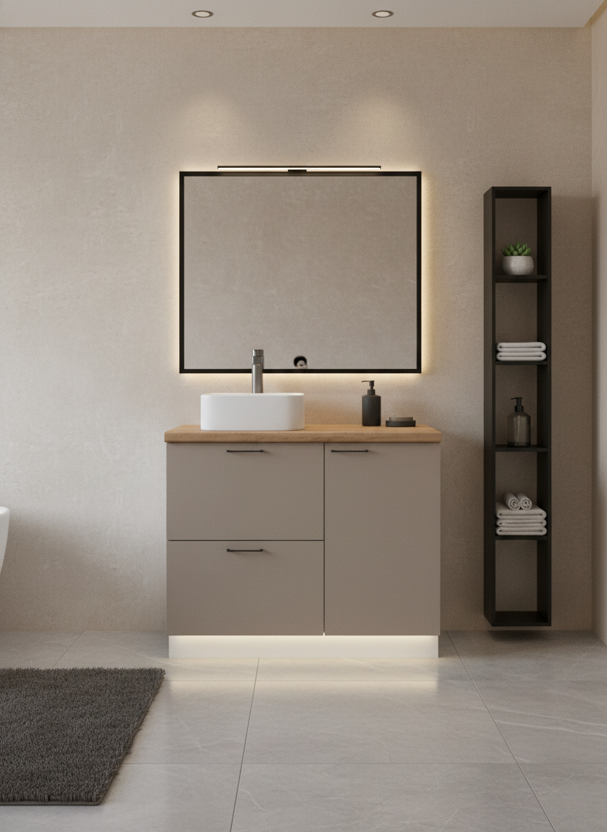 ВГ 1050 Магнолия/Белый гладкий Арника РМ (со столешницей) в.2