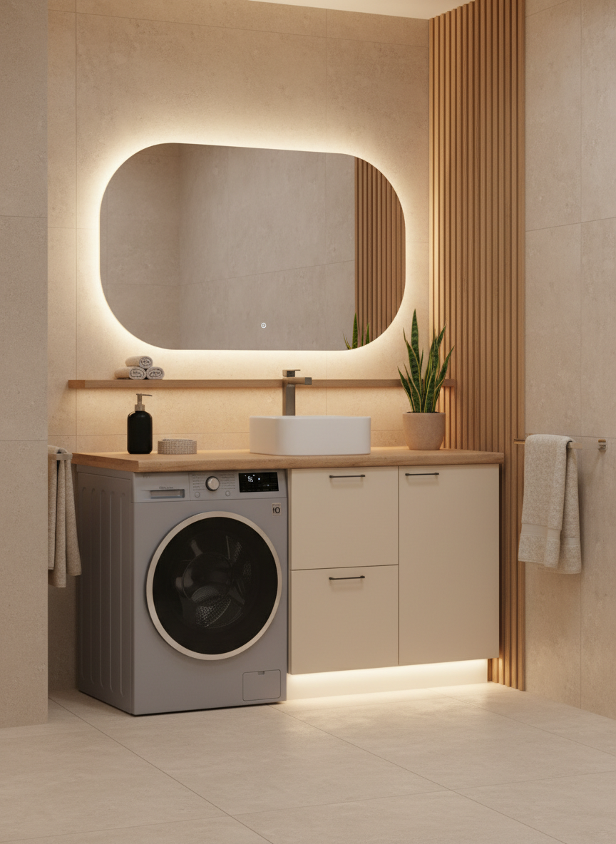 ВГ 1550 Магнолия/Белый гладкий Арника РМ (со столешницей) в.2