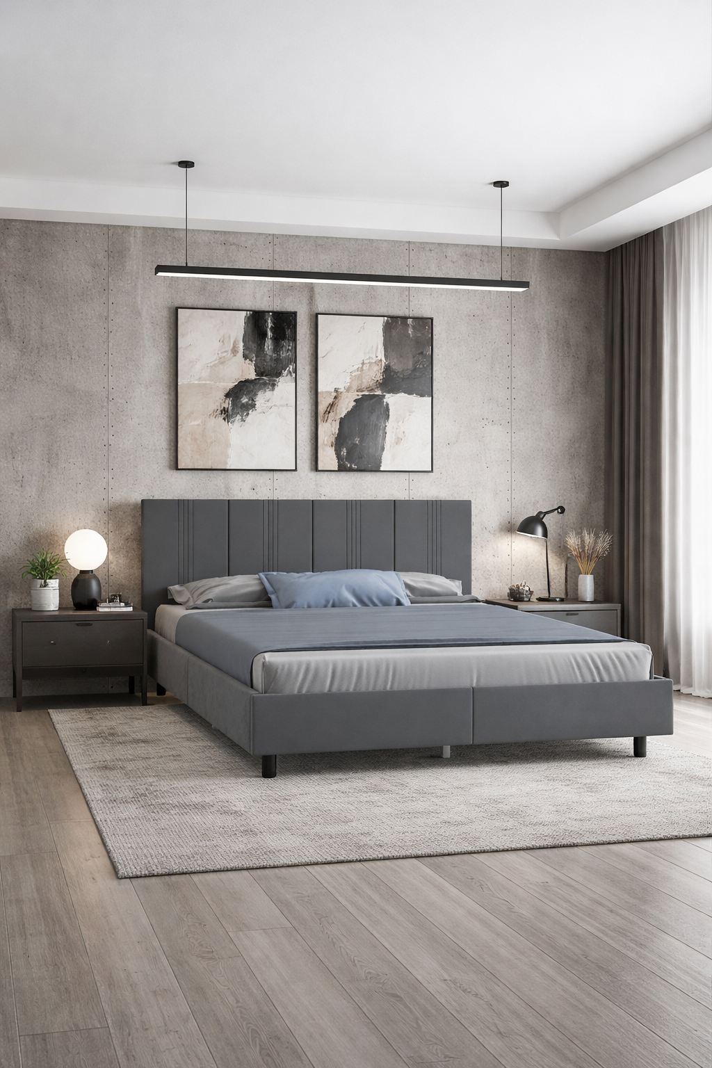 Кровать Наоми 160х200 (Классик,  Микровелюр приглушено-серый)