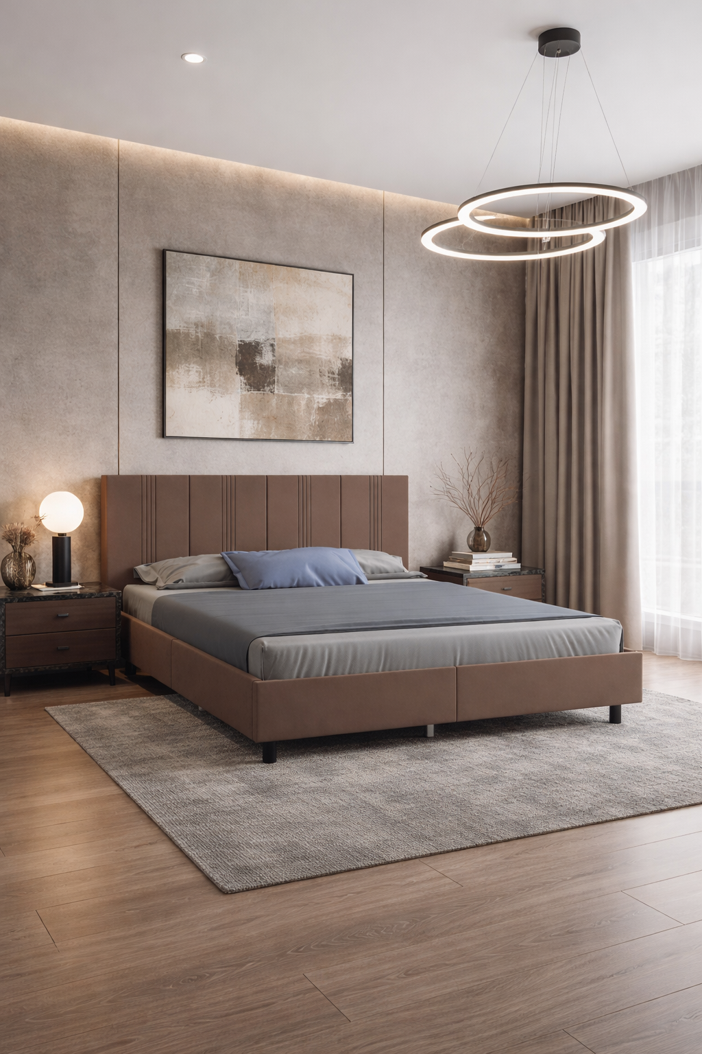 Кровать Наоми 160х200 (Классик,  Микровелюр песчано-бежевый)