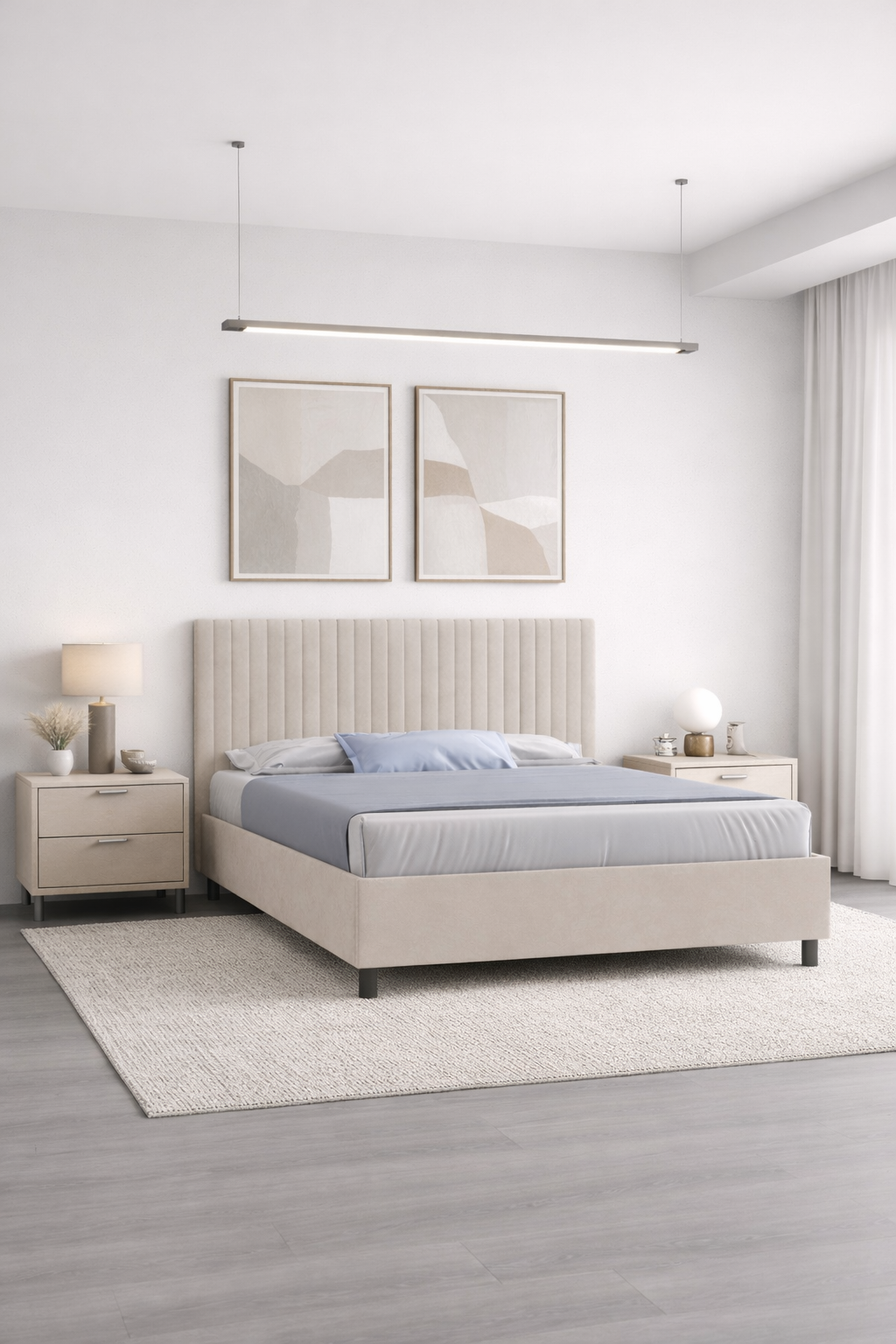 Кровать Леона 140х200 (Классик, ППМ, 1000Н, Микровелюр античный бежевый)