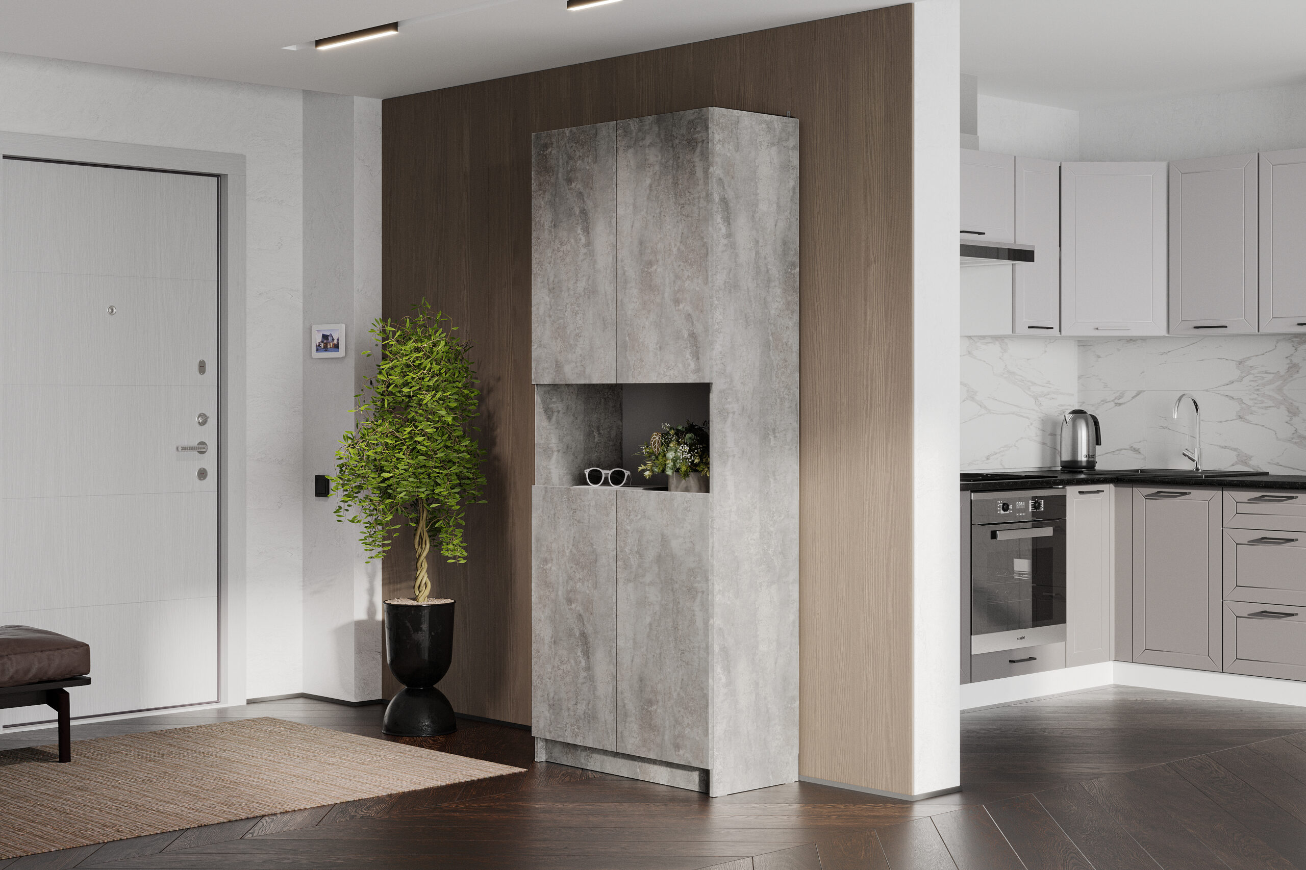 Модульная система "Бали" Шкаф (с нишей) Цемент светлый