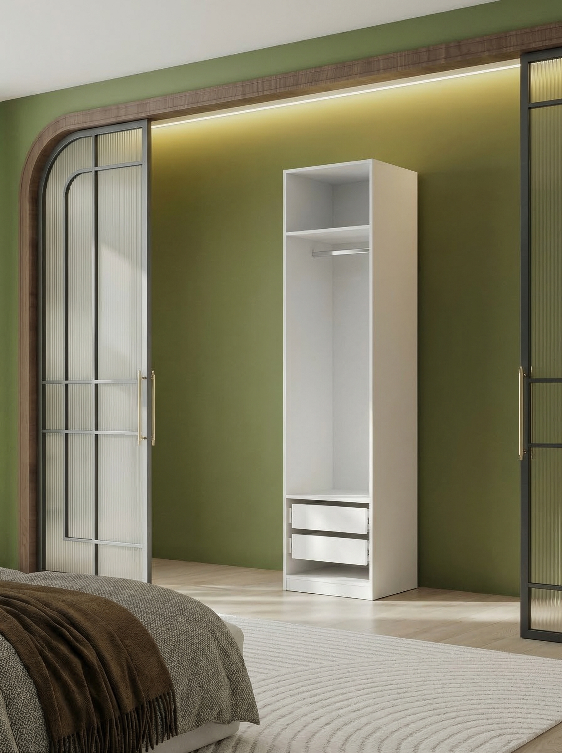 Гардеробная система Эккервуд,пенал открытый Белый.Комплект 4