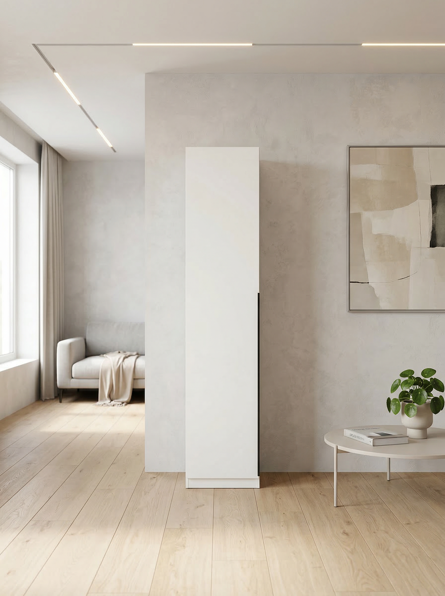 Гардеробная система Эккервуд,пенал Белый.Комплект 5