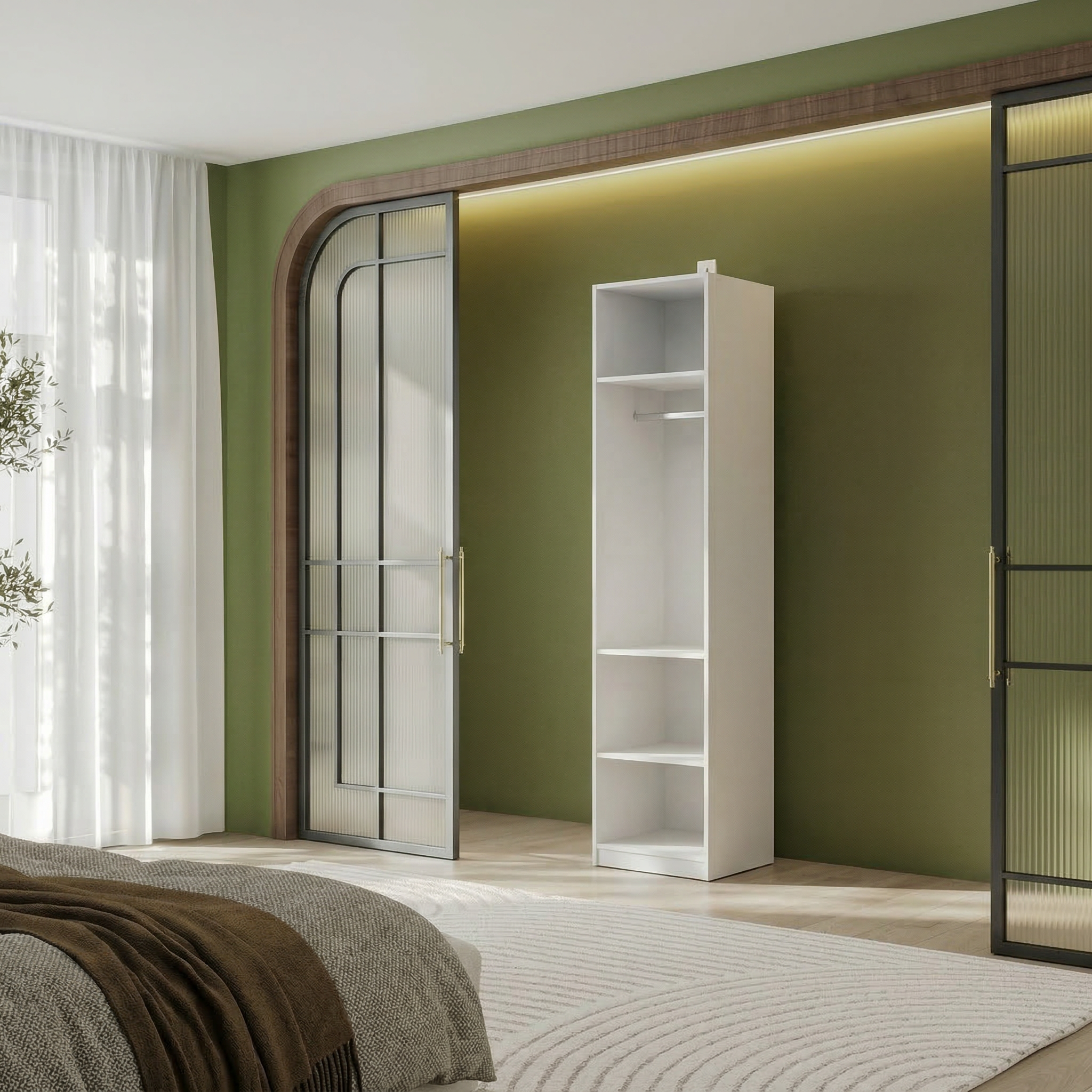 Гардеробная система Эккервуд,пенал открытый,Белый.Комплект 6