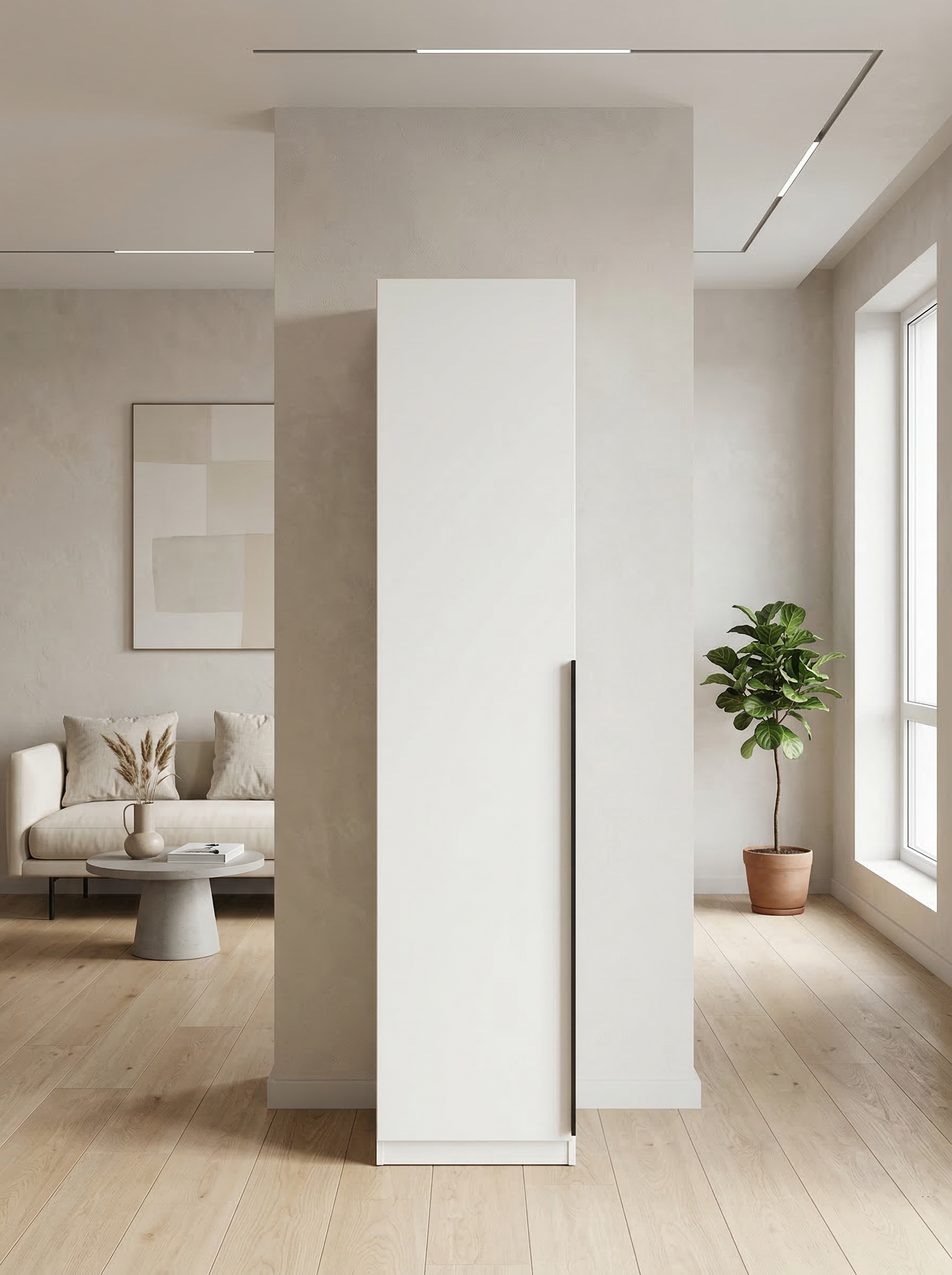 Гардеробная система Эккервуд,пенал Белый.Комплект 7