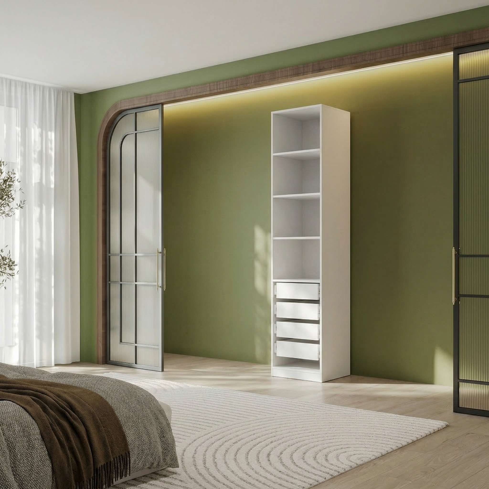 Гардеробная система Эккервуд,пенал открытый,Белый.Комплект 10