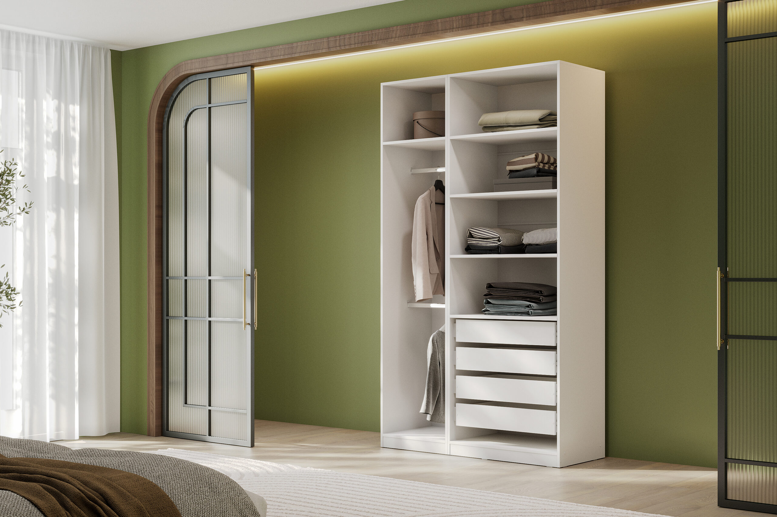 Гардеробная система Эккервуд,шкаф открытый Белый.Комплект 30