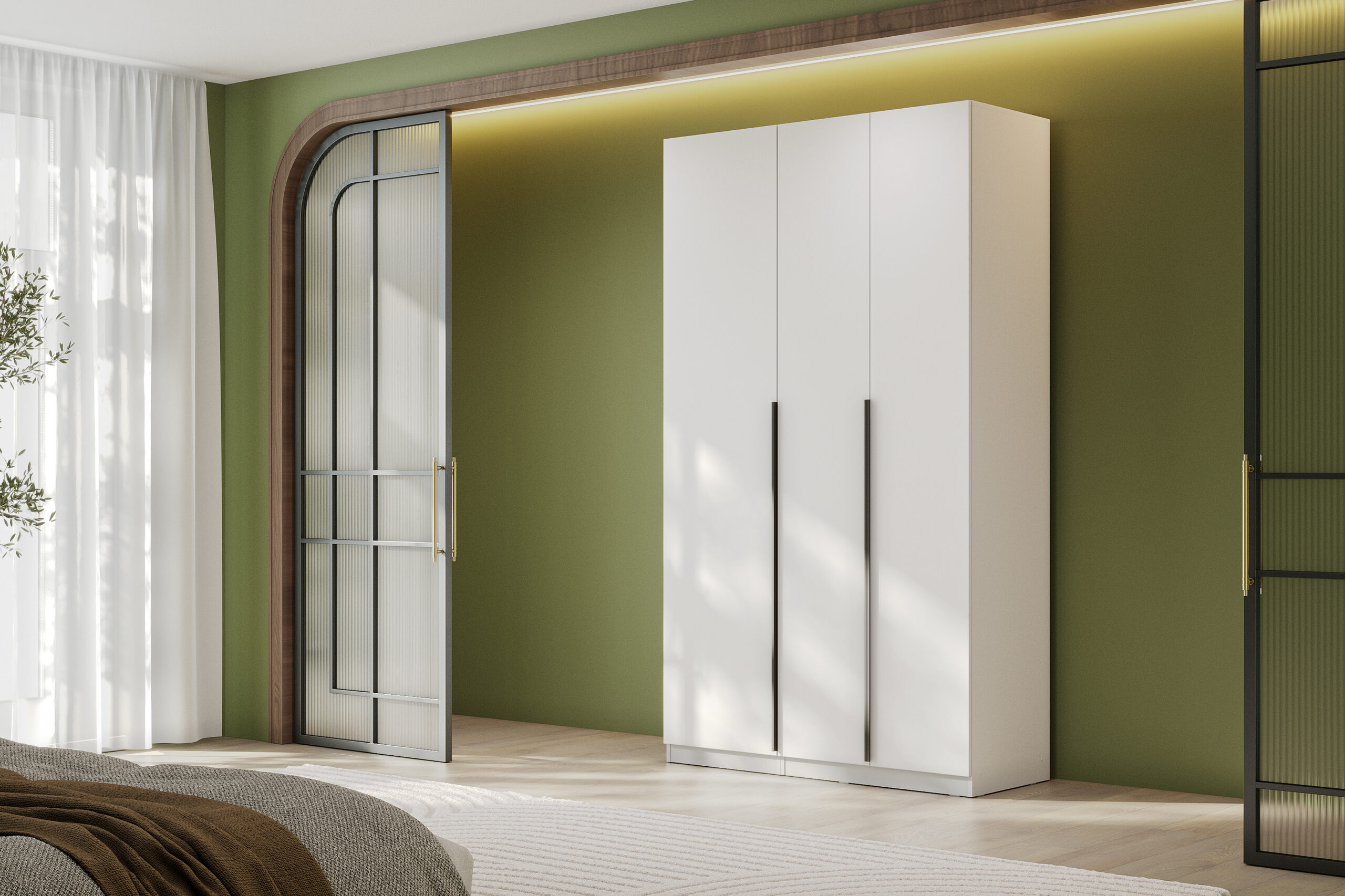 Гардеробная система Эккервуд,шкаф 3-х створчатый Белый.Комплект 31