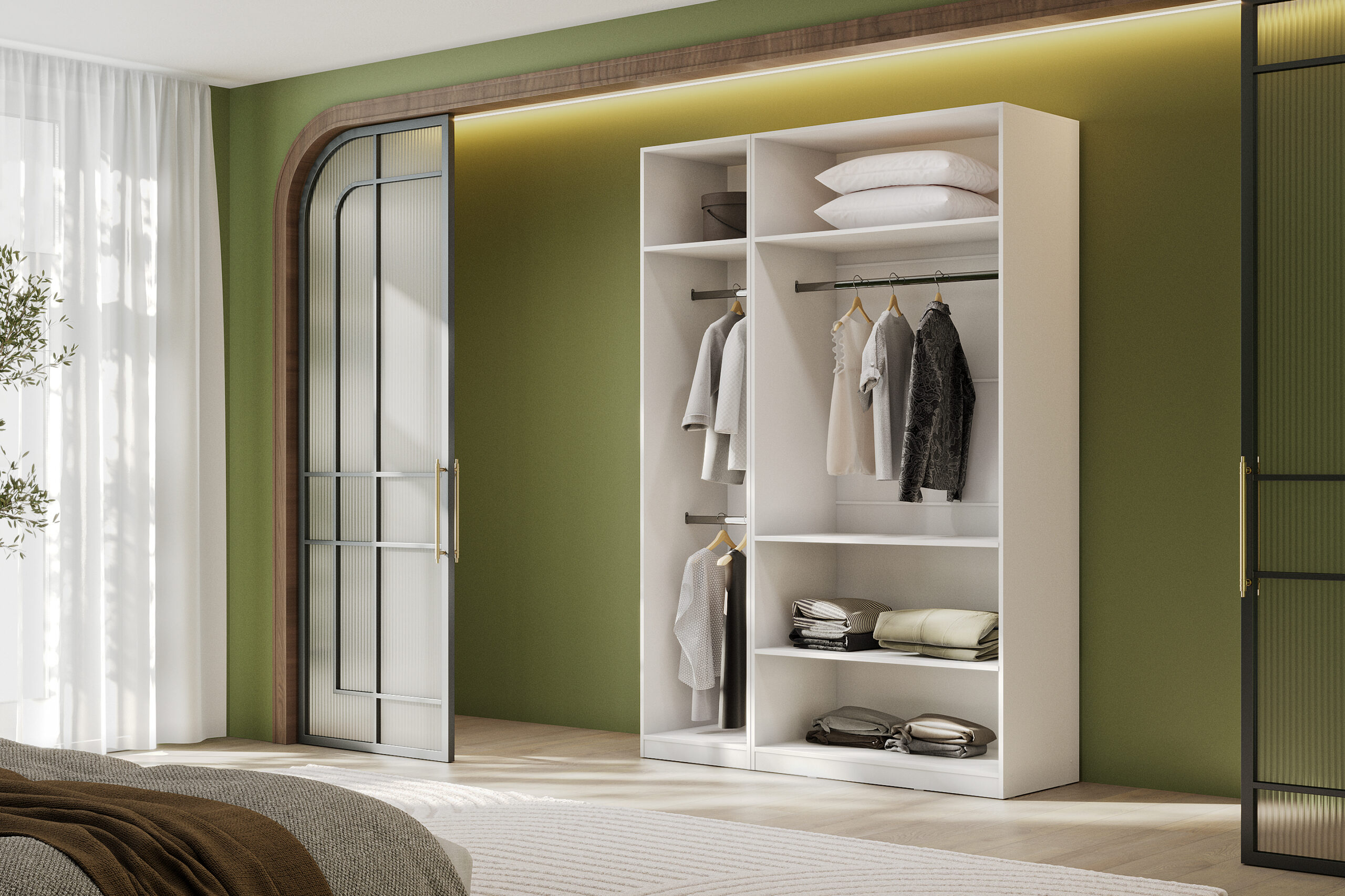 Гардеробная система Эккервуд,шкаф открытый Белый.Комплект 40