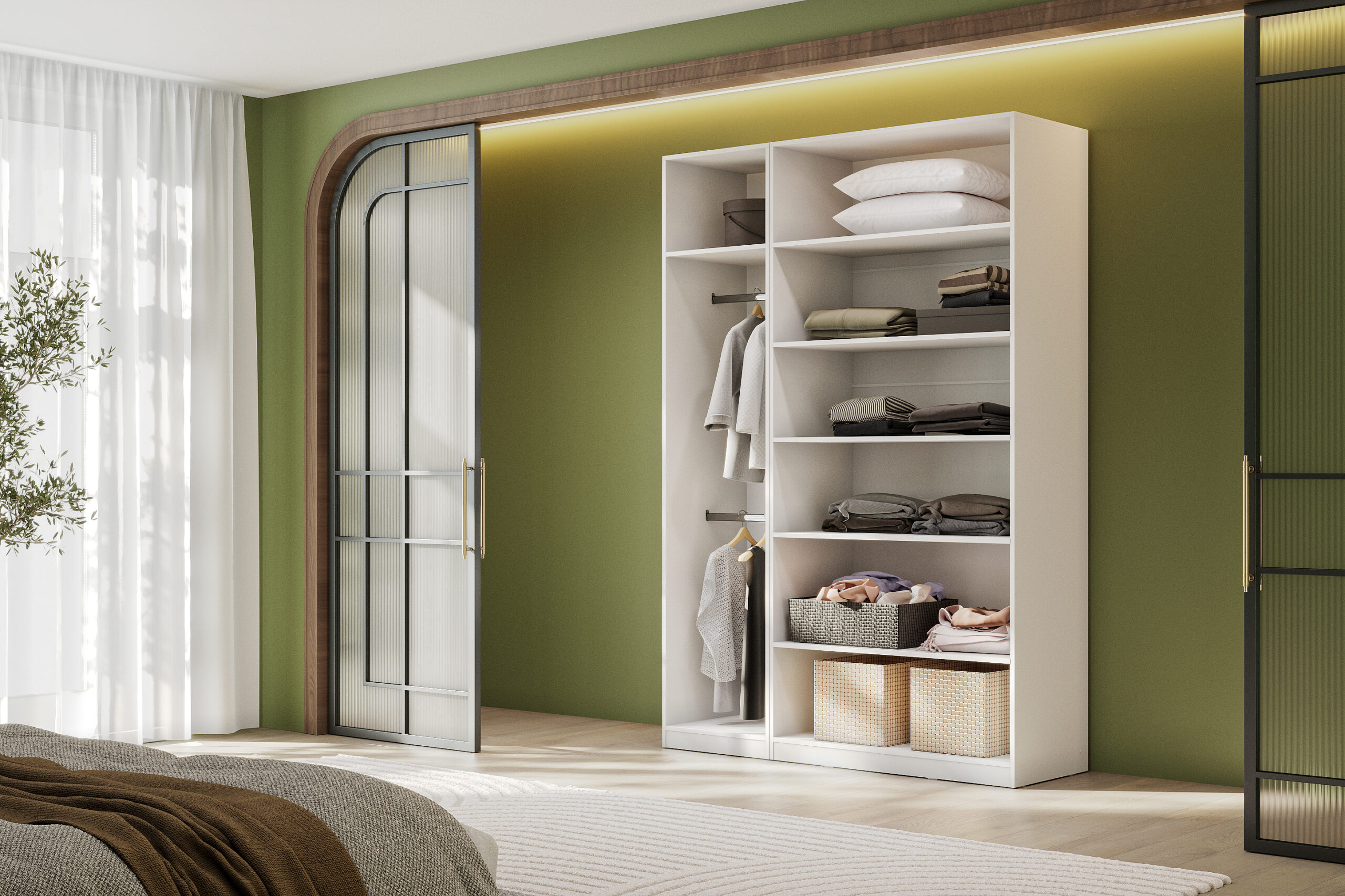 Гардеробная система Эккервуд,шкаф открытый Белый.Комплект 42