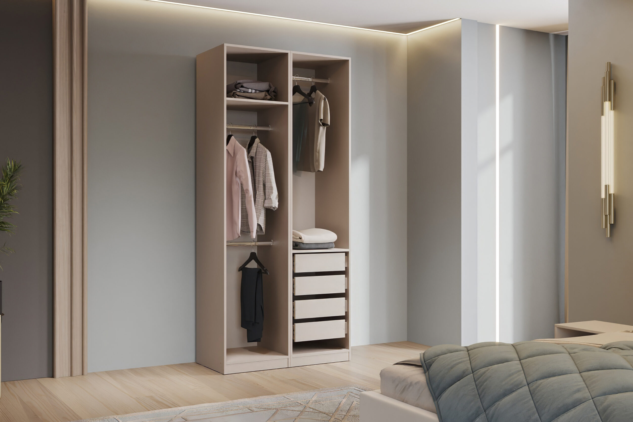 Гардеробная система Эккервуд,шкаф открытый Меланж.Комплект 20