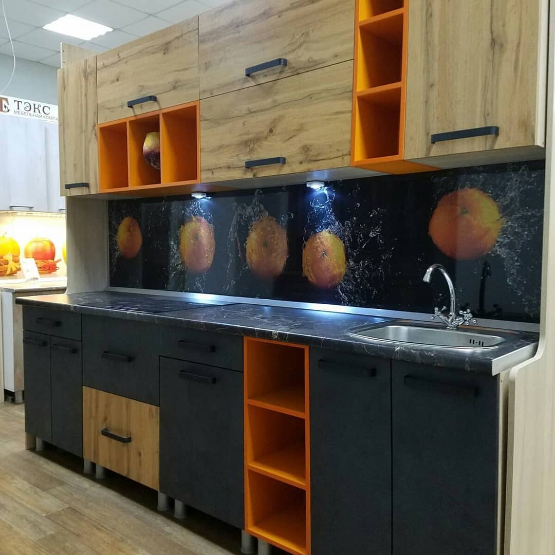 Кухня Крафт Комплект 3, темный бетон/дуб вотан